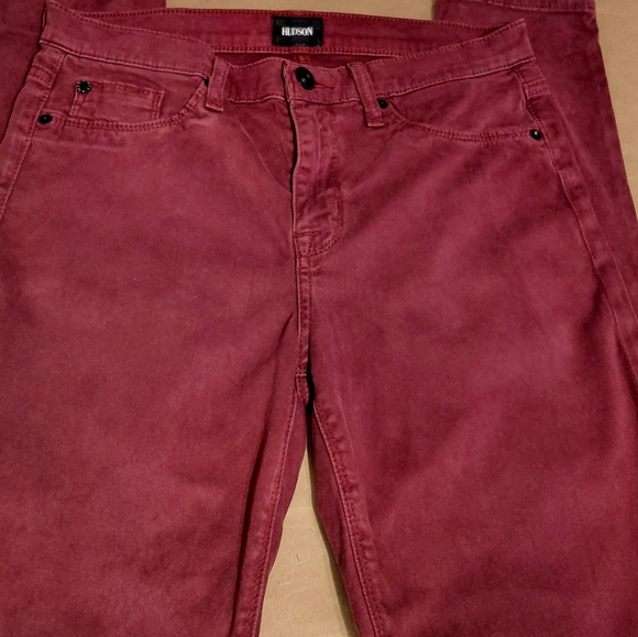 Hudson Jeans Denim - Hudson Nico 29 Midrise Super Skinny Brushed Merlot Hudson Jeans Super Soft